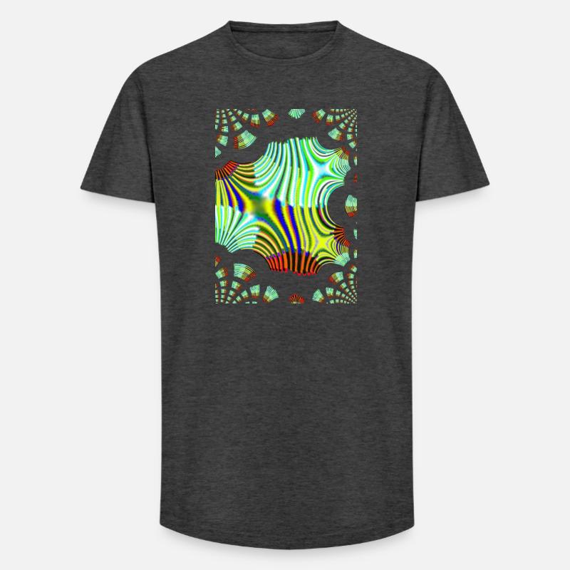 Psychedelic Neon Waves Pattern - Long Fit Men's T-Shirt - charcoal grey
