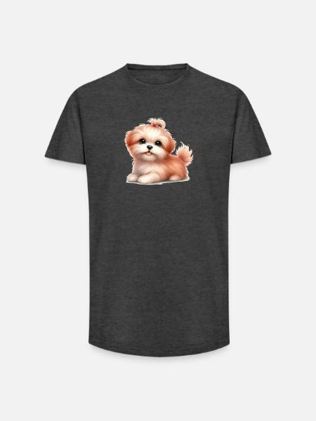 Cute dog - Long Fit Men's T-Shirt - charcoal grey