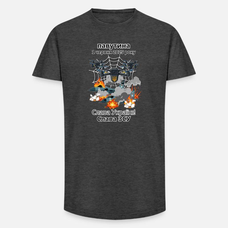 Ukraine Design, Operation Spiderweb, Spiderweb - Long Fit Men's T-Shirt - charcoal grey