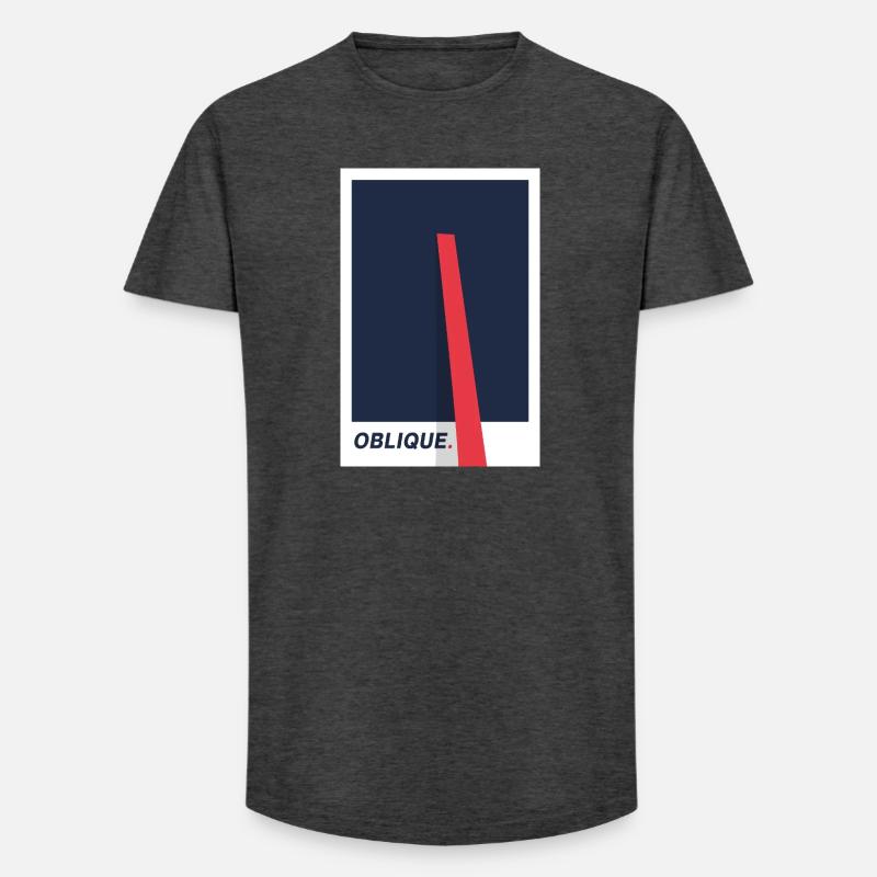 Oblique. Modern Typography Statement - Long Fit Men's T-Shirt - charcoal grey