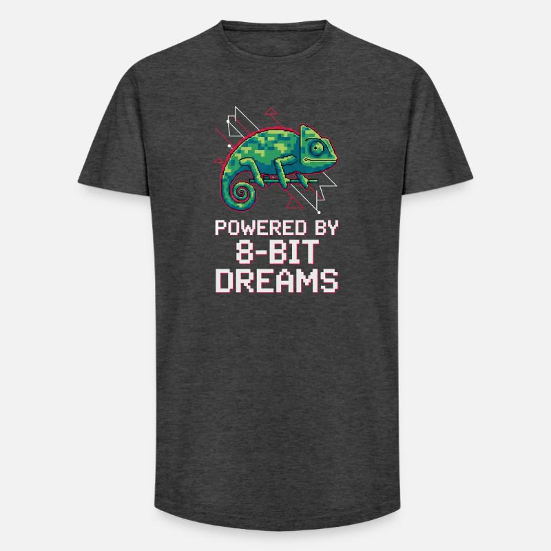 Powered 8-Bit Dreams – Pixel Chamäleon - Long Fit Männer T-Shirt - Anthrazit