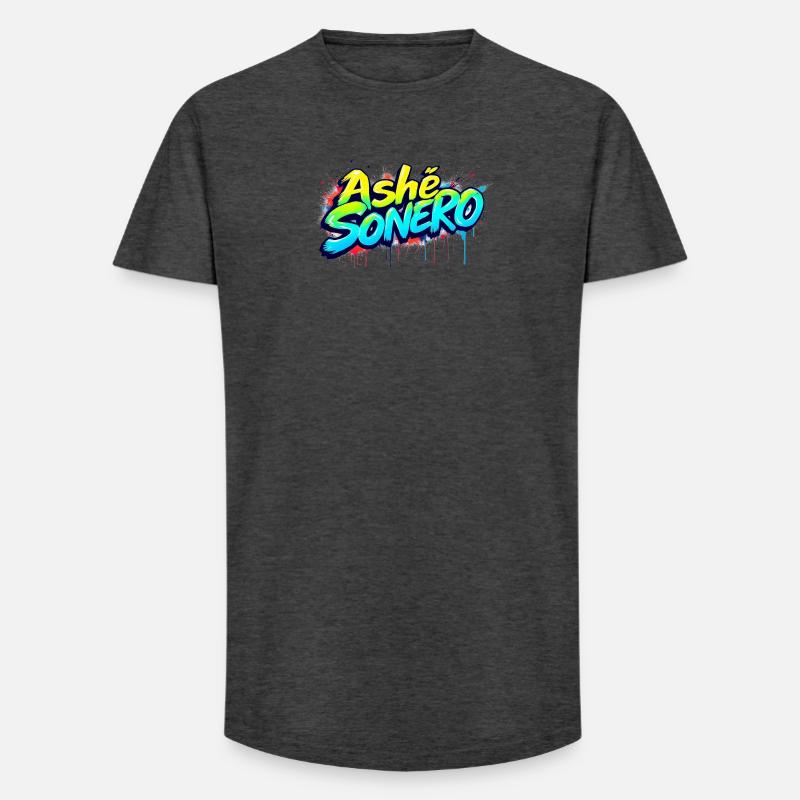 Ashe Sonero Graffiti-Regenbogen - Long Fit Männer T-Shirt - Anthrazit