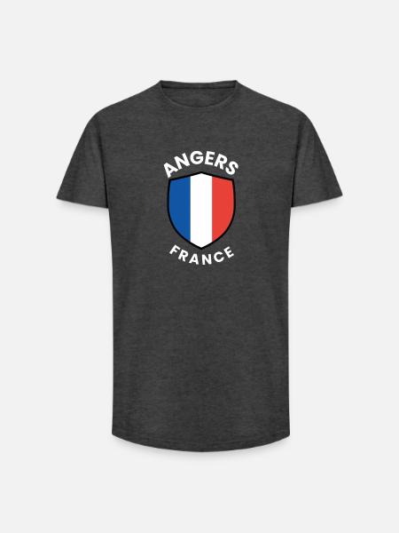 Angers France Shield Emblem - Long Fit Men's T-Shirt - charcoal grey