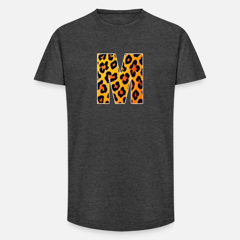 Leopard M-bokstaven - T-shirt herr med lång passform - kolgrå