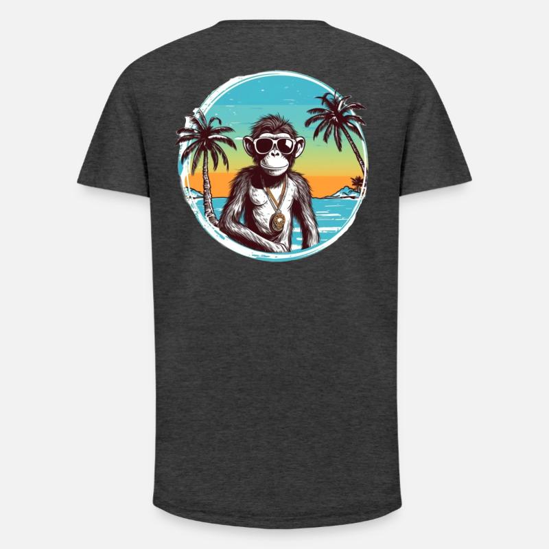 Cool Monkey * Conception de plage d’été - T-shirt coupe longue homme - charbon