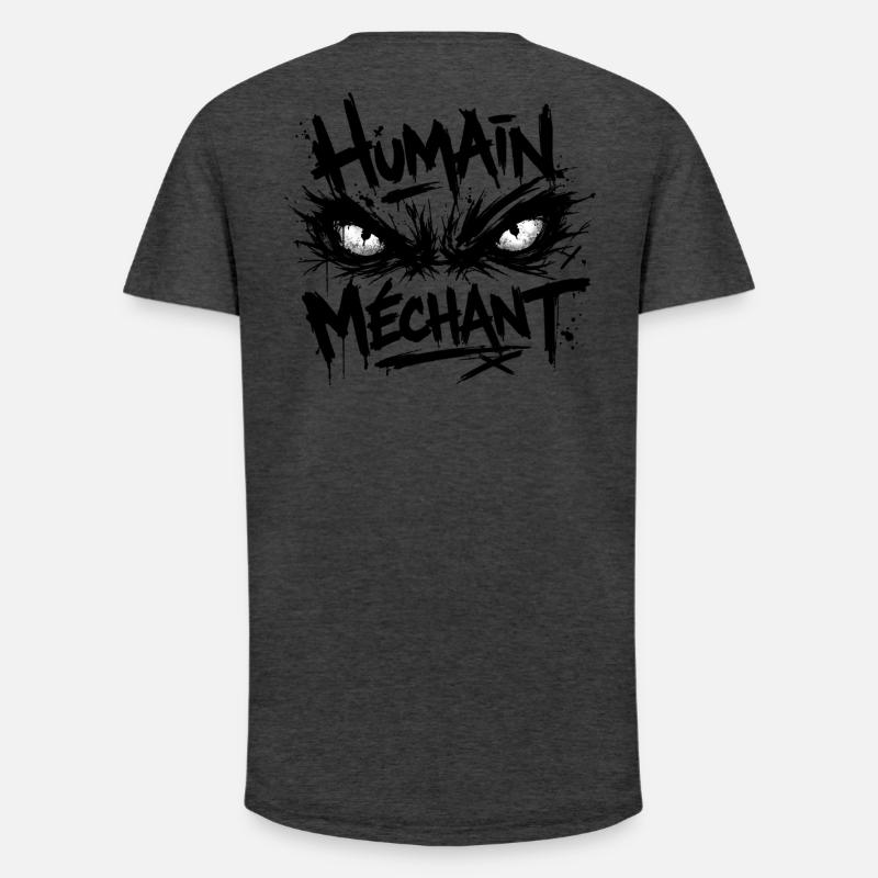 Evil Human Look Black Pattern - Long Fit Men's T-Shirt - charcoal grey