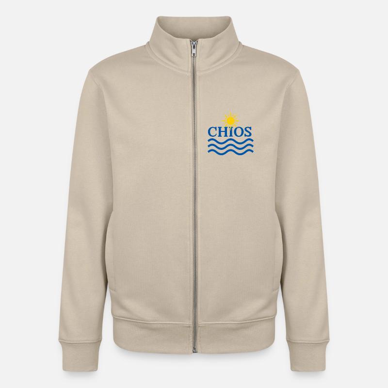 Soleil de Chios et vagues océaniques - Sweat zippé unisexe en coton bio Stanley/Stella - beige crème