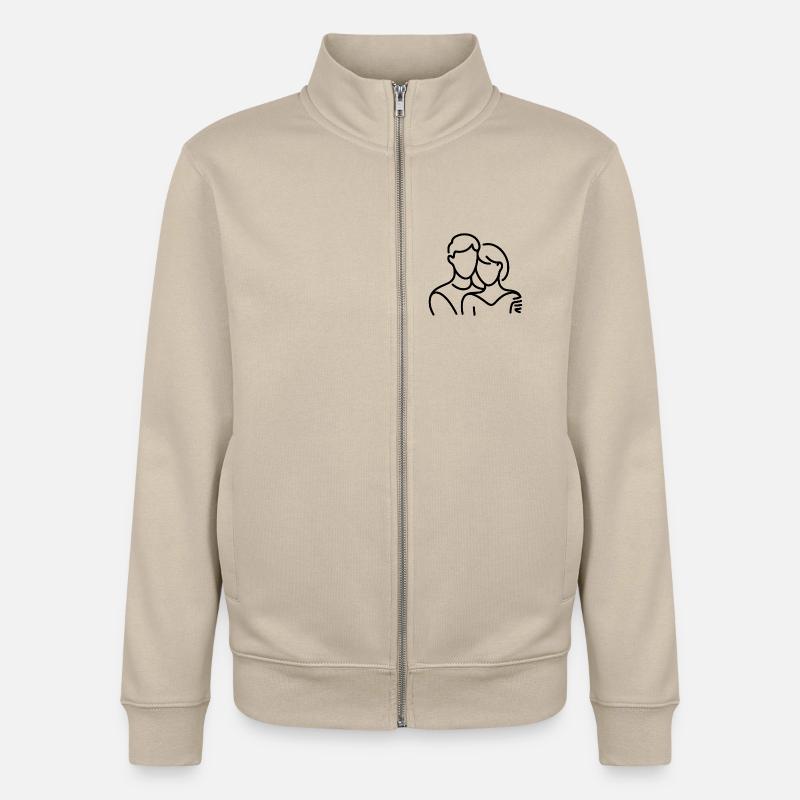 Conception d’impression abstraite en cycle naturel - Sweat zippé unisexe en coton bio Stanley/Stella - beige crème