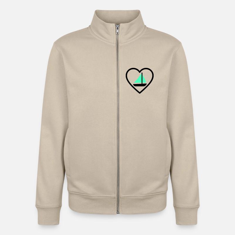 Cuore Vela – Passione Navigazione - Sweat zippé unisexe en coton bio Stanley/Stella - beige crème