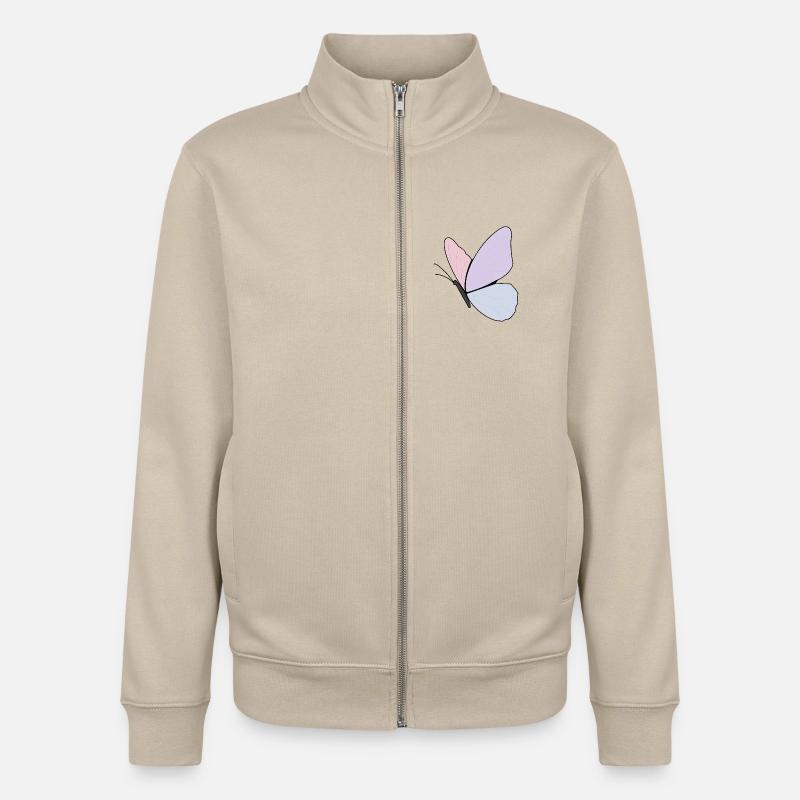 Conception de papillon pastel - Sweat zippé unisexe en coton bio Stanley/Stella - beige crème