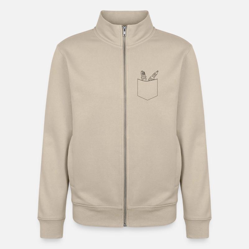 Poche de poitrine mécanique - Sweat zippé unisexe en coton bio Stanley/Stella - beige crème