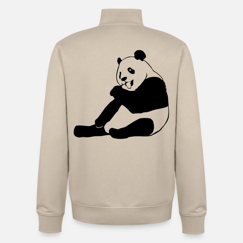 ours panda, ours, image ours - Sweat zippé unisexe en coton bio Stanley/Stella - beige crème