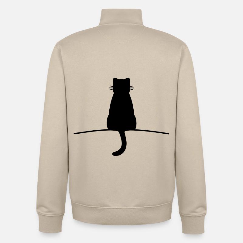 Chat chat minimal - Sweat zippé unisexe en coton bio Stanley/Stella - beige crème