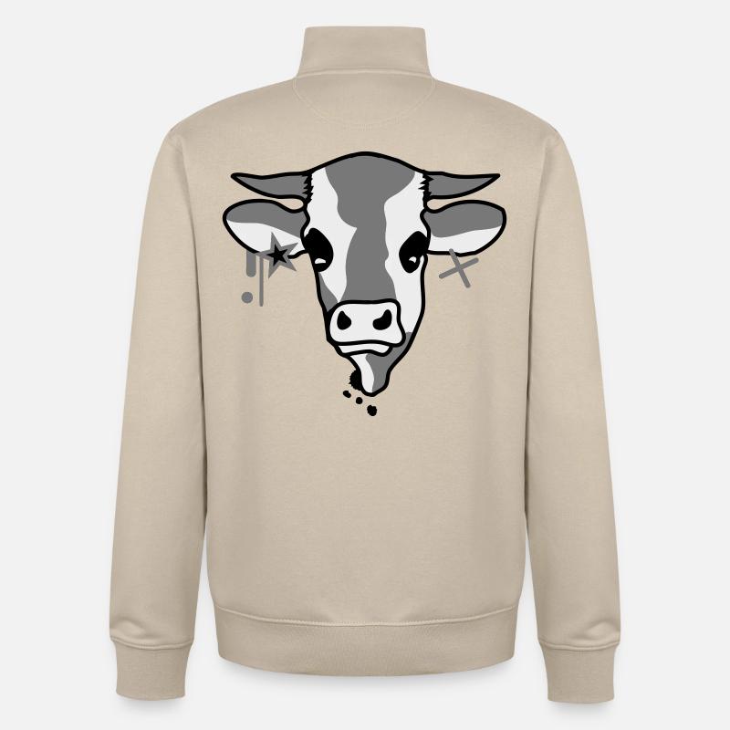 La tête d'une vache - Sweat zippé unisexe en coton bio Stanley/Stella - beige crème