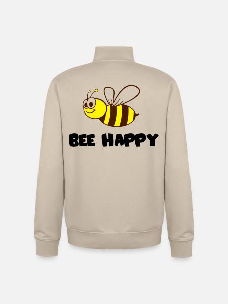 Bee happy - Sweat zippé unisexe en coton bio Stanley/Stella - beige crème