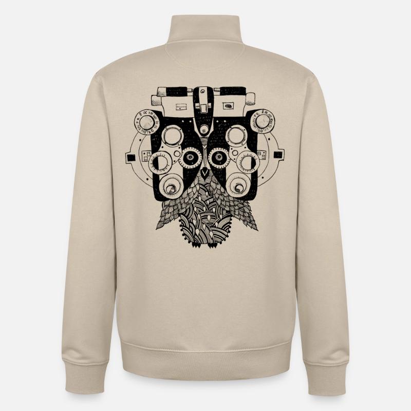 Phoropter Eule Augenoptik Optometrie - Unisex Organic Zip Sweatshirt von Stanley/Stella - Cremebeige