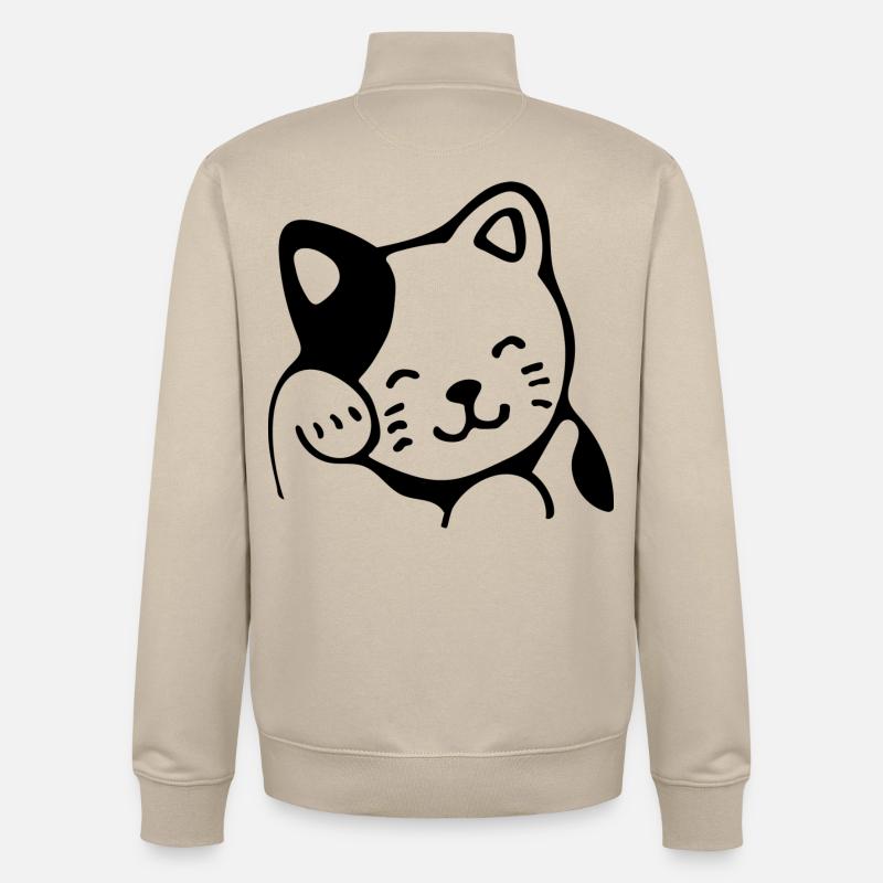 Chat - Sweat zippé unisexe en coton bio Stanley/Stella - beige crème