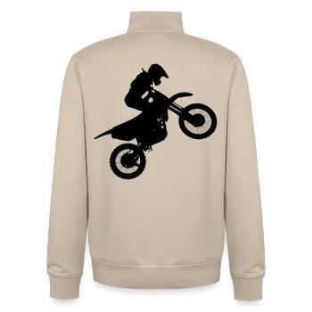 Image du pilote de motocross # - Sweat zippé unisexe en coton bio Stanley/Stella - beige crème - Dos - AI Model Male 185 dark (185cm)