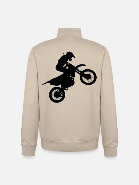 Motocross rider image # - Unisex Organic Zip Sweatshirt by Stanley/Stella - desert dust