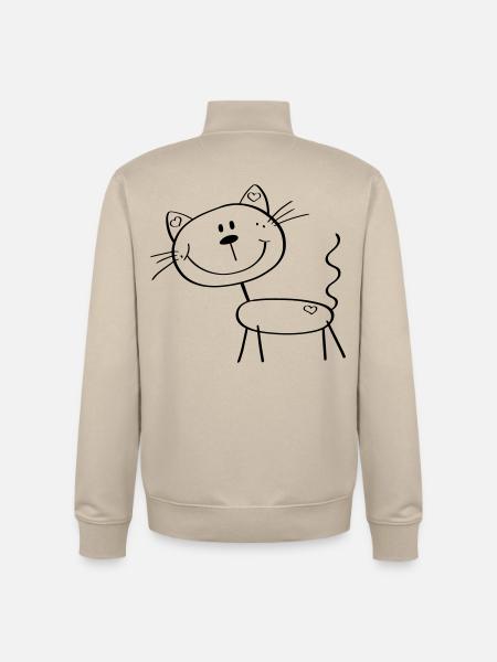 Rolig streckfigur katt - Comic - Katter - Unisex sweatshirt med dragkedja i ekologisk bomull Stanley/Stella - krämbeige