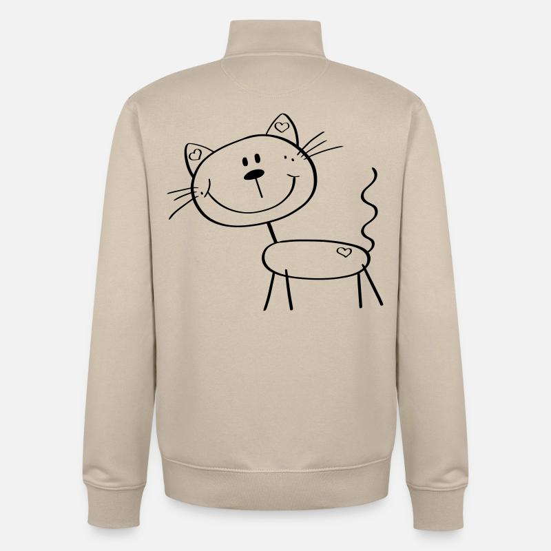 Lustige Strichmännchen Katze - Comic - Katzen - Unisex Organic Zip Sweatshirt von Stanley/Stella - Cremebeige