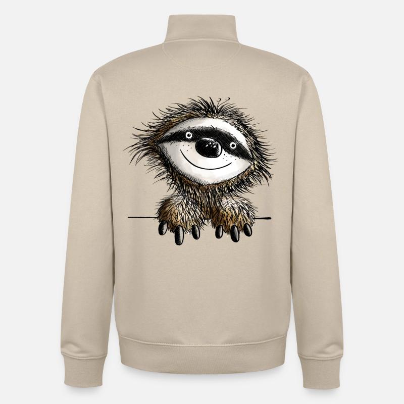 Smart Sloth - Sloths - Comic - Fun - Unisex Organic Zip Sweatshirt by Stanley/Stella - desert dust