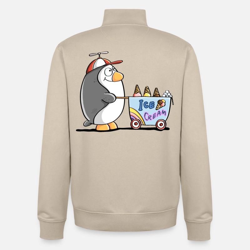 Pinguin Als Eisverkäufer - Eis - Unisex Organic Zip Sweatshirt by Stanley/Stella - desert dust
