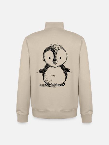 Penguin Baby - PInguine - Wild Animal - Bird - Comic - Stanley/Stella unisex sweatshirt med lynlås i økologisk - cremebeige
