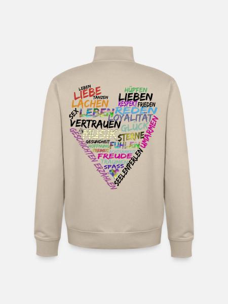 Herz Text - Unisex Organic Zip Sweatshirt von Stanley/Stella - Cremebeige