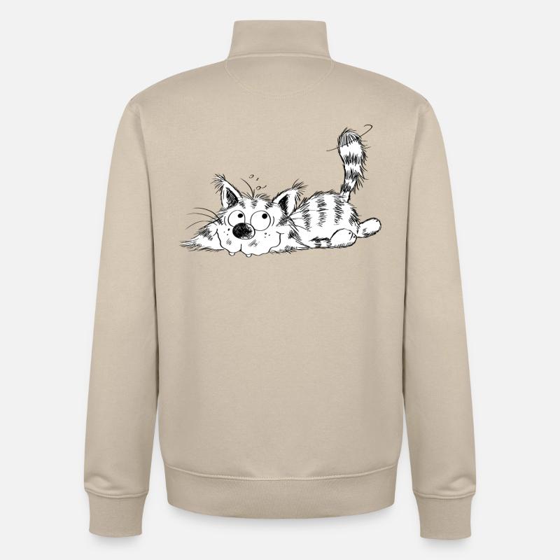 Drôle petit chat - dessin animé - Sweat zippé unisexe en coton bio Stanley/Stella - beige crème