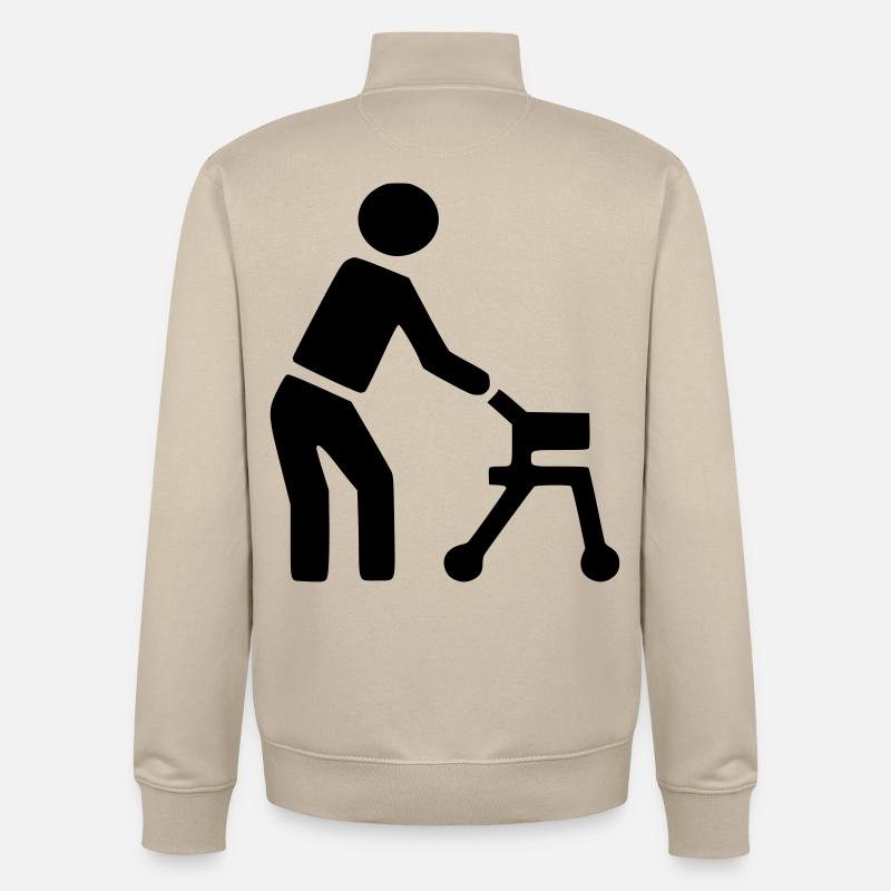 Behinderte Person hinter Rollator # - Unisex Organic Zip Sweatshirt von Stanley/Stella - Cremebeige