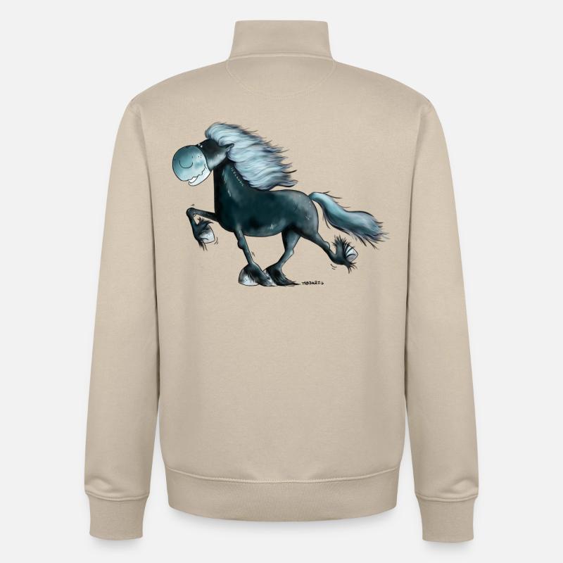 Drôle Islandais Cheval - Islande Cheval - Sweat zippé unisexe en coton bio Stanley/Stella - beige crème