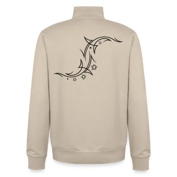 Tribal avec des étoiles - Sweat zippé unisexe en coton bio Stanley/Stella - beige crème - Dos - AI Model Male 185 dark (185cm)