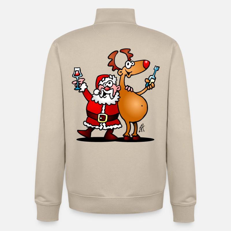 Père Noël et ses rennes - Sweat zippé unisexe en coton bio Stanley/Stella - beige crème