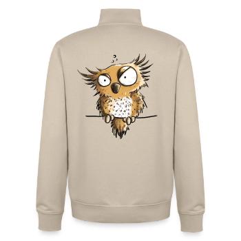 Mißgelaunte Eule I Eulen Funmotiv I Kauz - Unisex Organic Zip Sweatshirt von Stanley/Stella - Cremebeige - Hinten - AI Model Male 185 dark (185cm)