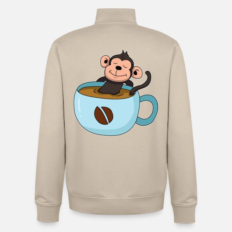 Kaffee-Äffchen - Unisex Organic Zip Sweatshirt von Stanley/Stella - Cremebeige