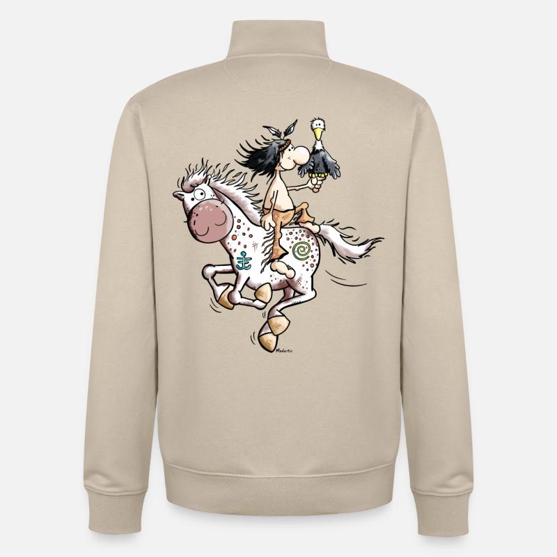 Indianer mit Pferd - Unisex Organic Zip Sweatshirt von Stanley/Stella - Cremebeige