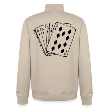 Cartes, jeu de cartes, bridge, vestes de trèfle, as * - Sweat zippé unisexe en coton bio Stanley/Stella - beige crème - Dos - AI Model Male 185 dark (185cm)