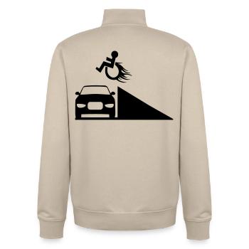 Rollstuhlfahrer springt über eine Rampe # - Unisex Organic Zip Sweatshirt von Stanley/Stella - Cremebeige - Hinten - AI Model Male 185 dark (185cm)
