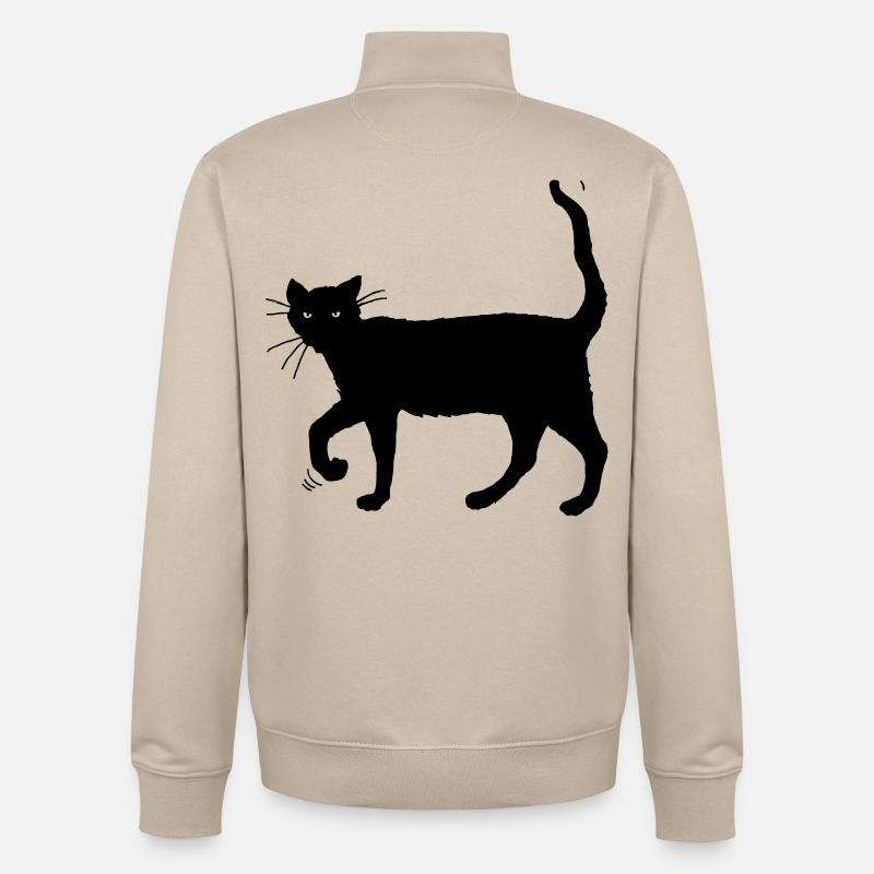 Chat noir - Sweat zippé unisexe en coton bio Stanley/Stella - beige crème