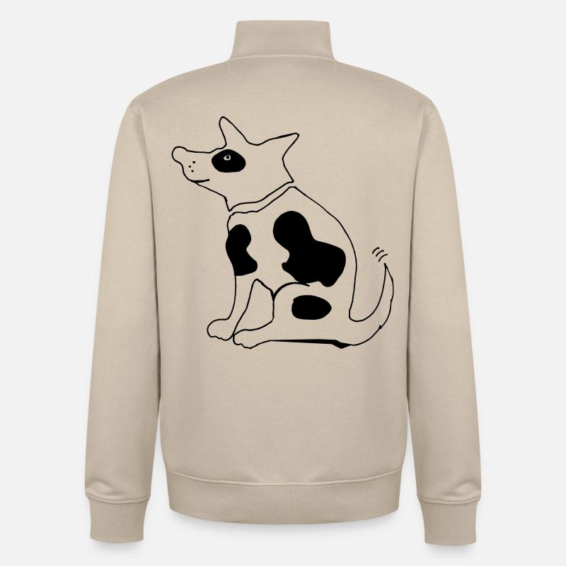 Drôle de chien tacheté, terrier bouledogue - Sweat zippé unisexe en coton bio Stanley/Stella - beige crème