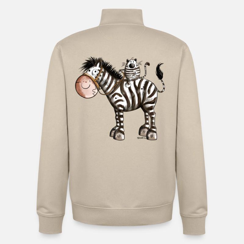Zebra mit Katze - Unisex Organic Zip Sweatshirt von Stanley/Stella - Cremebeige