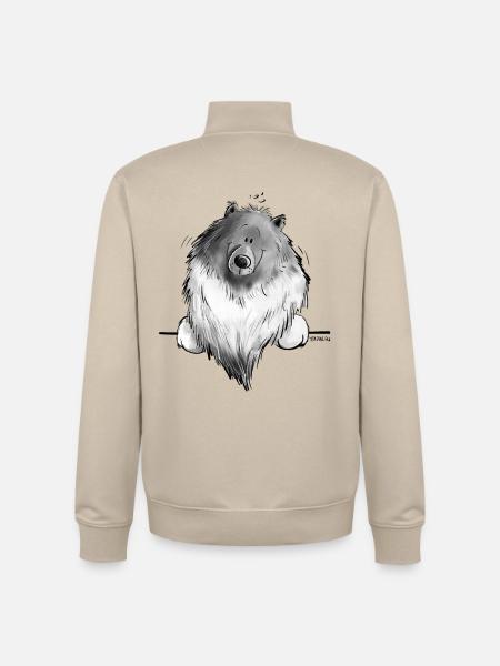 Funny Wolfsspitz I Comic Dog Gift - Unisex Organic Zip Sweatshirt by Stanley/Stella - desert dust