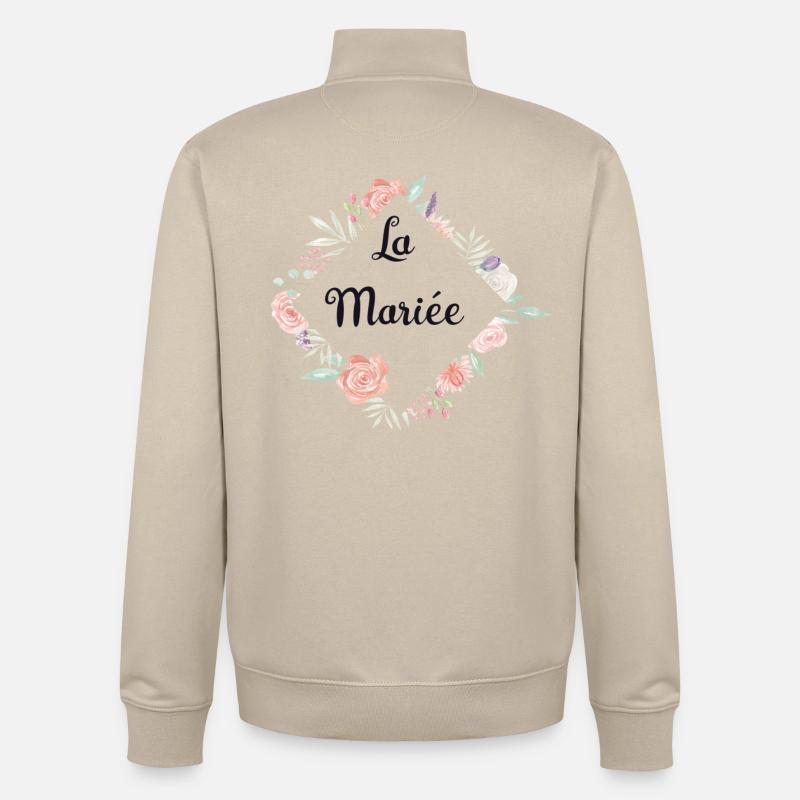 Fleurs Romantiques La Mariée - Sweat zippé unisexe en coton bio Stanley/Stella - beige crème