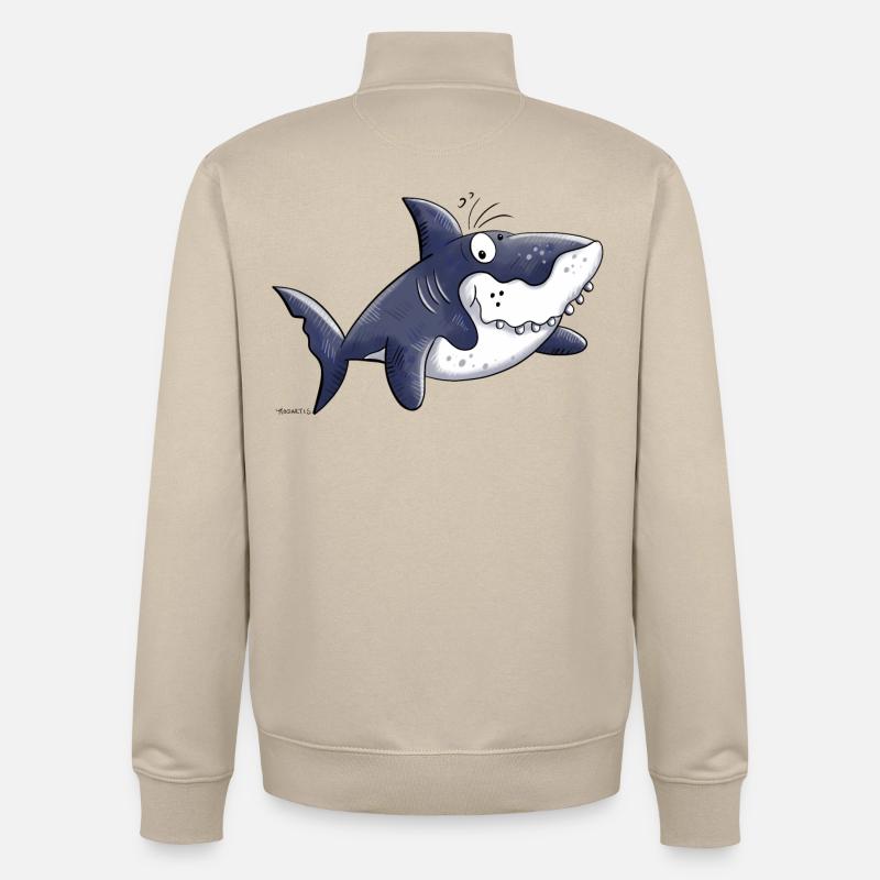 Requin comique - Sweat zippé unisexe en coton bio Stanley/Stella - beige crème