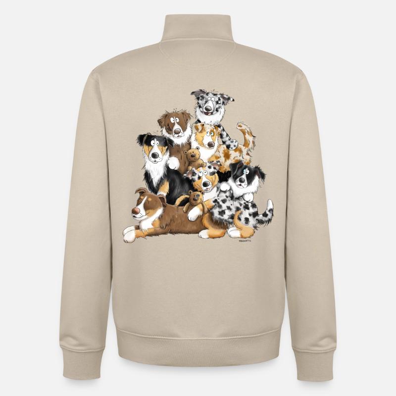 Australian Shepherd Hundehaufen I Aussie Hunde - Unisex Organic Zip Sweatshirt von Stanley/Stella - Cremebeige