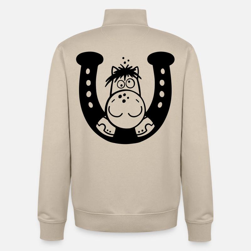 Pferd auf Hufeisen - Unisex Organic Zip Sweatshirt von Stanley/Stella - Cremebeige