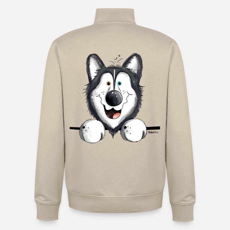 Happy Husky - Sweat zippé unisexe en coton bio Stanley/Stella - beige crème