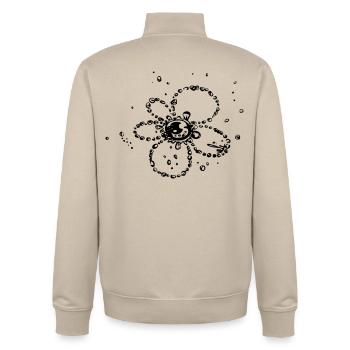 Fleur de gouttes d'eau - Sweat zippé unisexe en coton bio Stanley/Stella - beige crème - Dos - AI Model Male 185 dark (185cm)