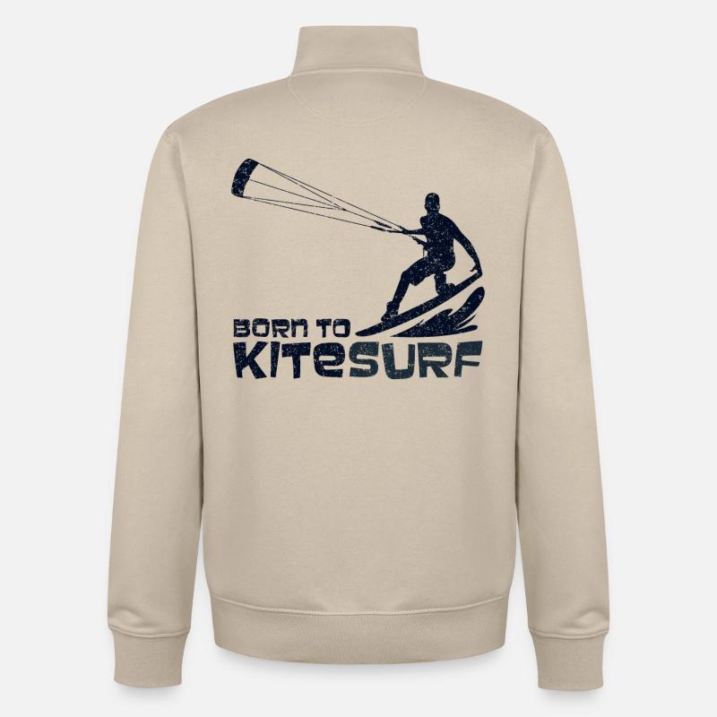 Kitesurf - conception - Sweat zippé unisexe en coton bio Stanley/Stella - beige crème